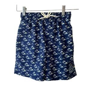 Life is Good Navy Blue Island Boy & Dog Sunset Print Swim Trunks Lined Sz 6 NEW